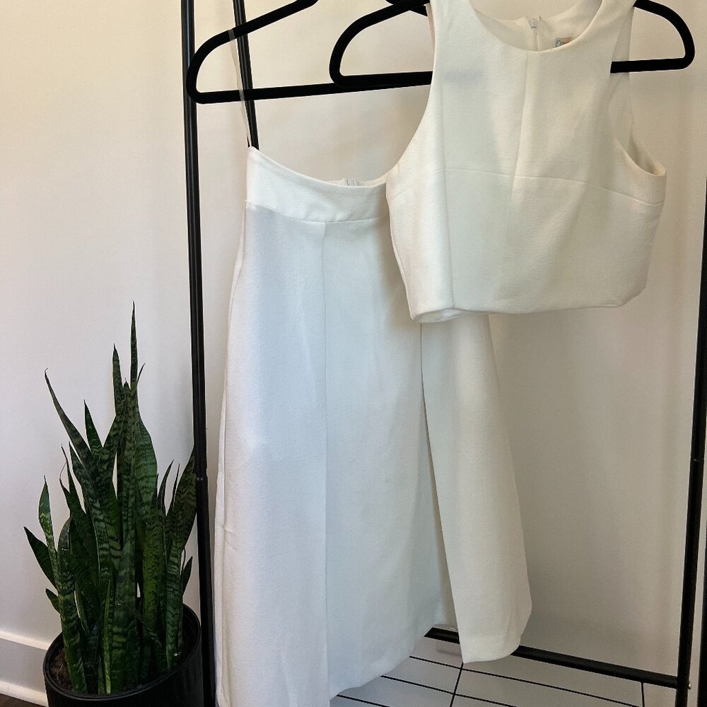 White Co-Ord 2 Piece Midi Skirt Set